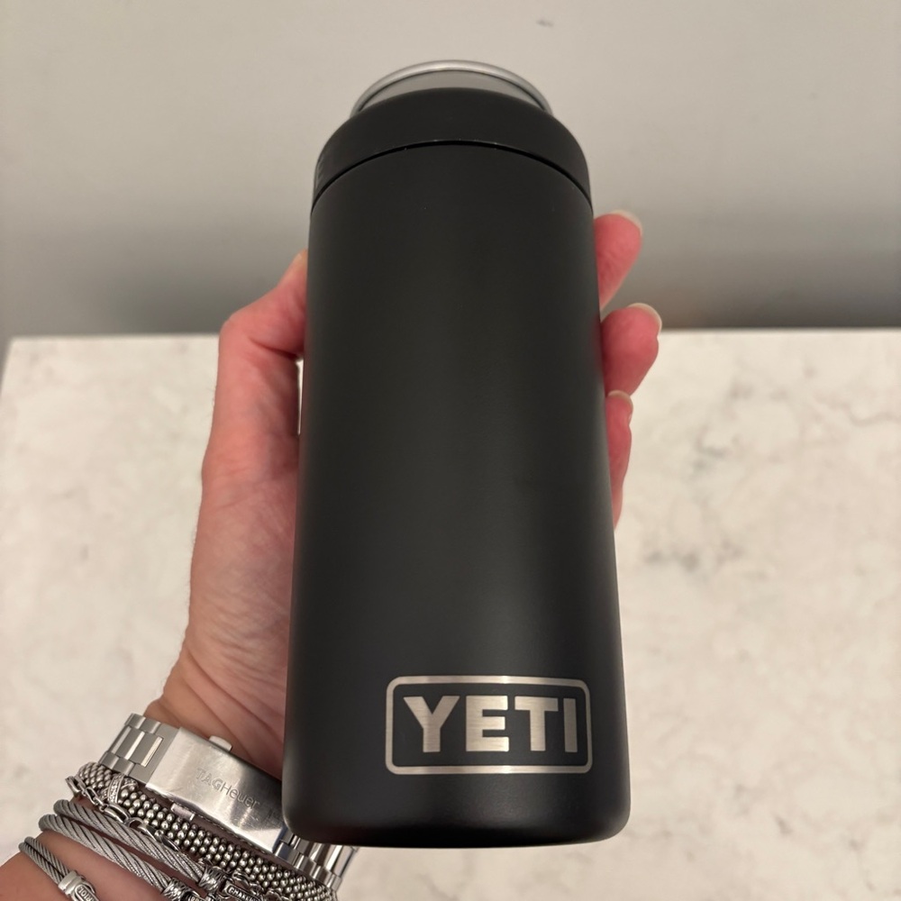 YETI Matte Black Slim Can Colster